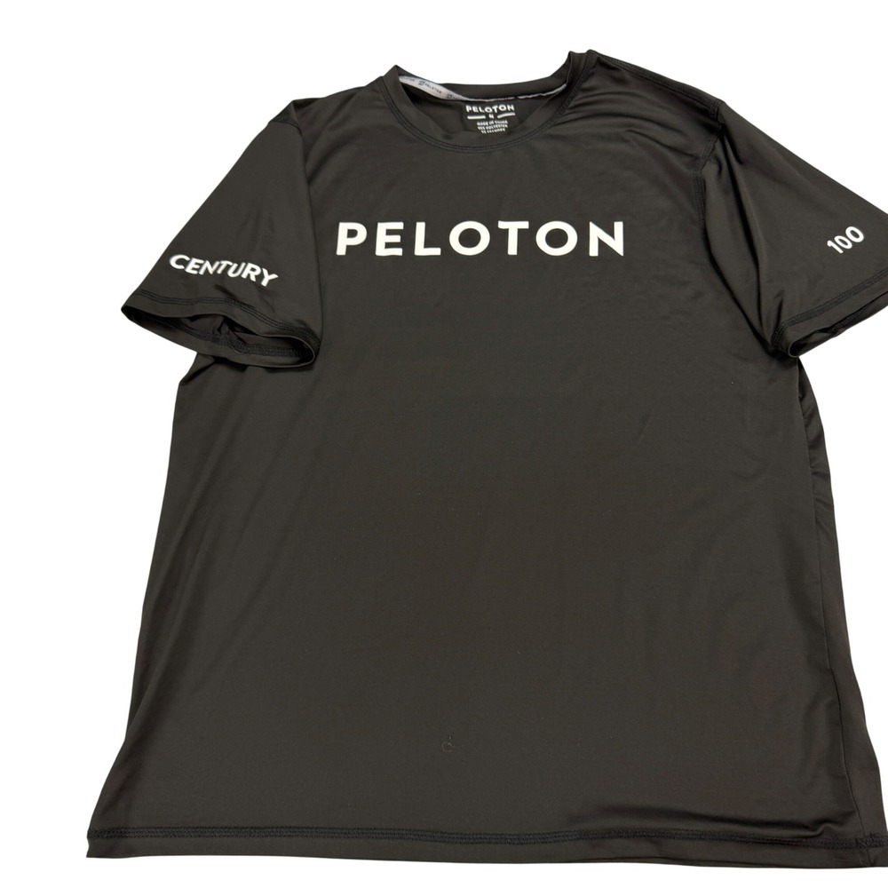 Peloton Century 100 Club Shirt Mens Medium Black Short Sleeve Performance Tee